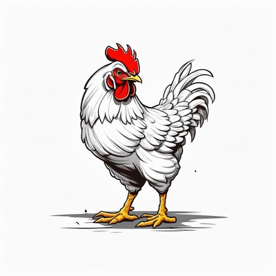 White rooster illustration