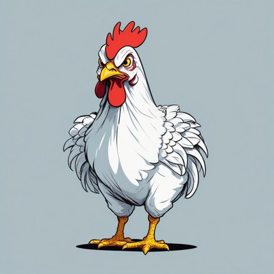 Angry white rooster illustration