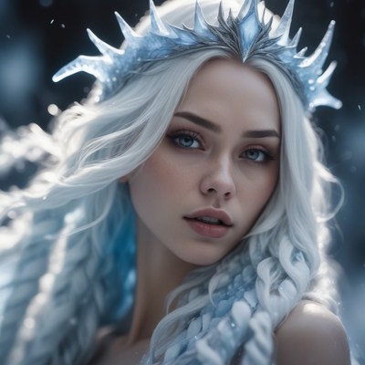 Woman wearing ice crown