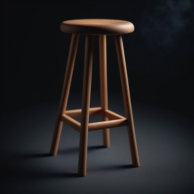 Wooden bar stool in dark setting