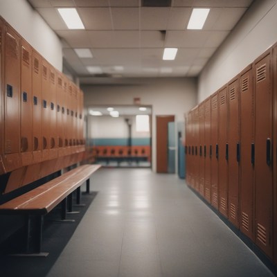 Empty School Locker Room Hallway