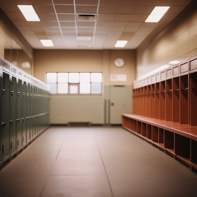 Empty school locker room