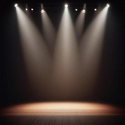 Stage lights on wooden floor