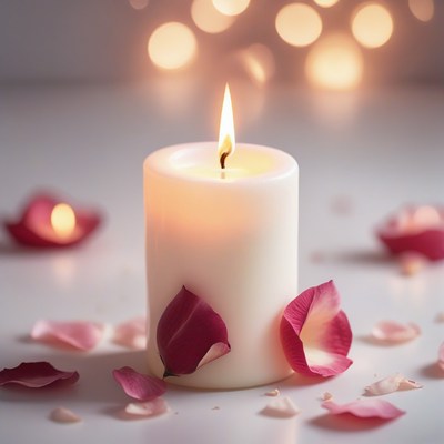 Candlelight and rose petals
