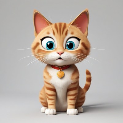 Animated cat sitting with curious expression