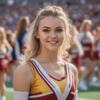 Cheerleader smiles at game