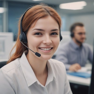 Smiling customer service representative