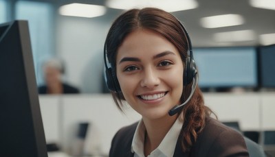 Smiling customer service representative