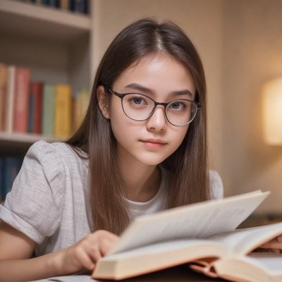 Young woman reading book indoors