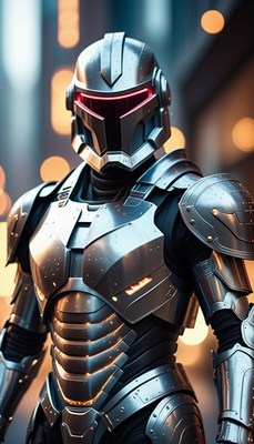 Futuristic armor in urban setting