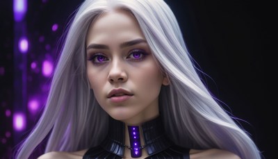 Woman with purple eyes and choker