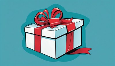 Gift box with red ribbon