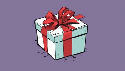 Gift box with red ribbon