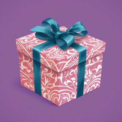 Pink gift box with teal bow