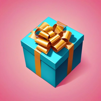 Blue gift box with gold bow