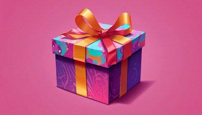 Colorful gift box on pink background