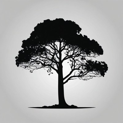Black and white tree silhouette