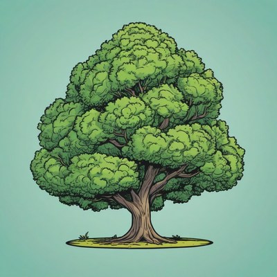 Hand-drawn illustration of a green tree