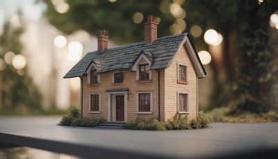 Small house model on tabletop