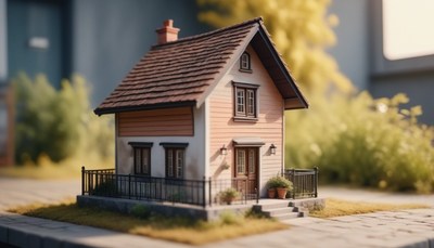 Miniature house on a sunny day