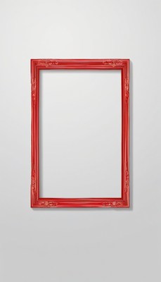 Red ornate frame on white wall