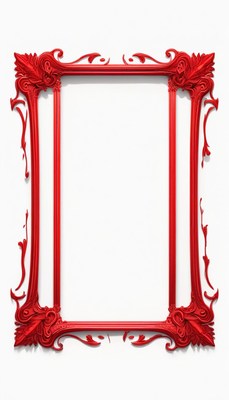 Red ornate frame on white background