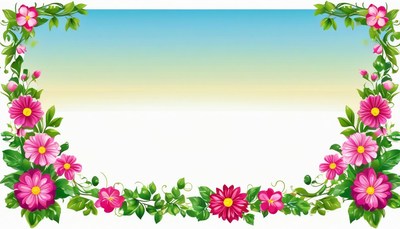 Floral border with sky background