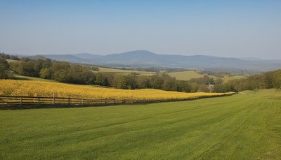 Rural landscape with vineyard and mountains