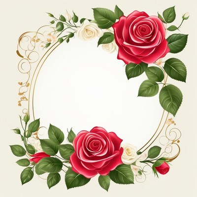 Red rose floral frame