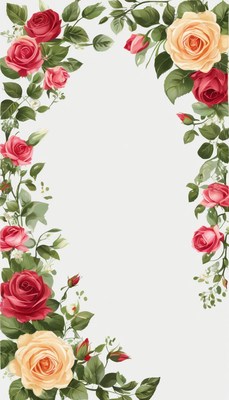 Red and yellow roses frame