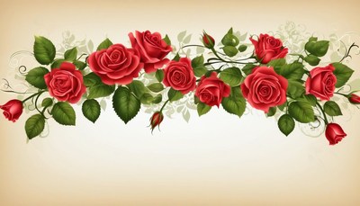 Red roses on vine with white background