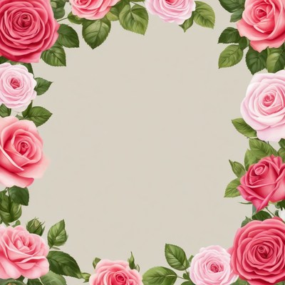 Pink rose border frame