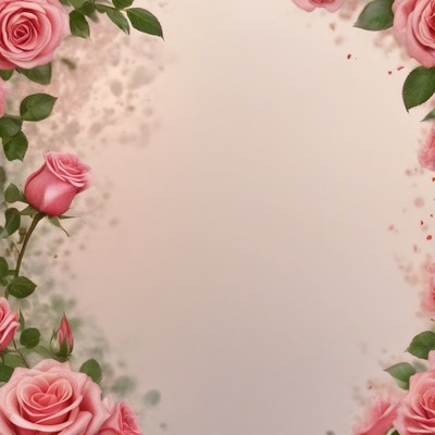 Pink rose border on soft background