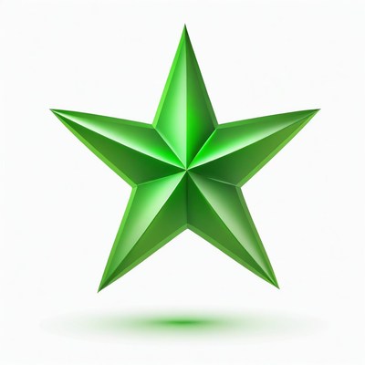 Green five-pointed star on white background