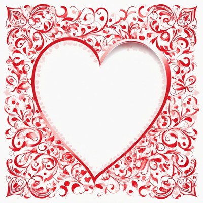 Red heart floral frame