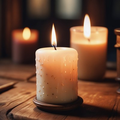 Candlelight on a wooden table
