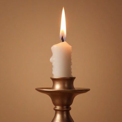 Single candle in gold candlestick