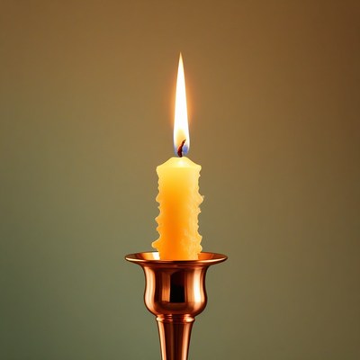 Candle burning in candelabra
