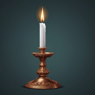 Ornate candle holder with lit candle