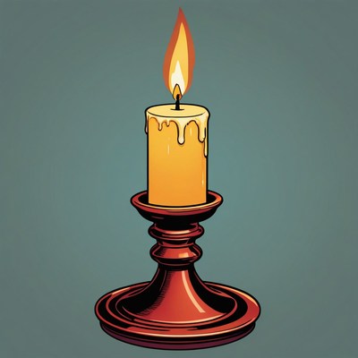 Lit candle on a candlestick