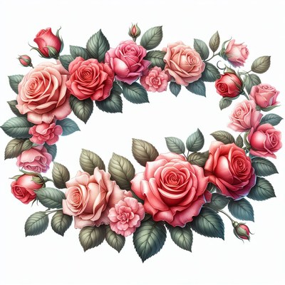 Pink rose wreath
