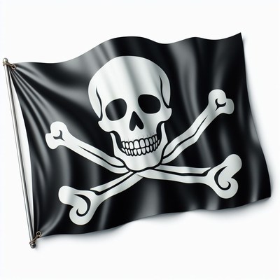 Black pirate flag waving