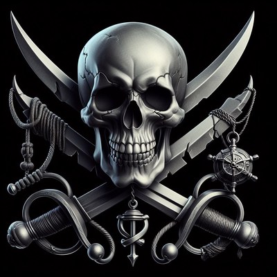 Pirate skull and swords emblem