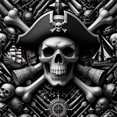 Pirate skull and crossbones illustration