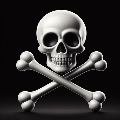 Skull and crossbones on black background