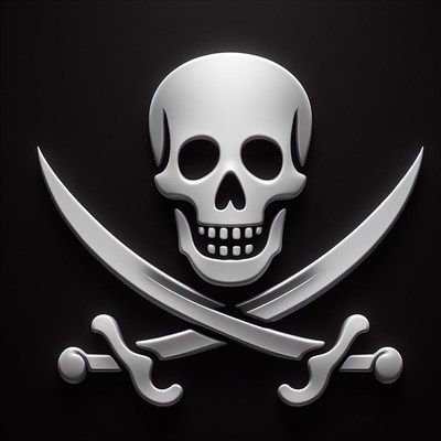 Silver skull and crossbones