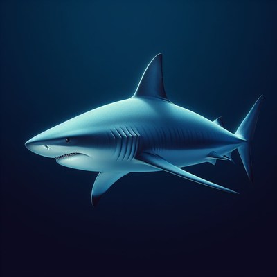 Shark swimming in deep blue water