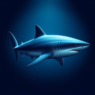Shark swimming in blue water