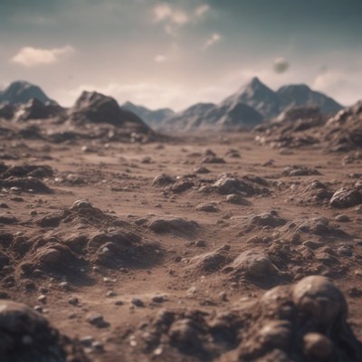 Martian landscape with mountains