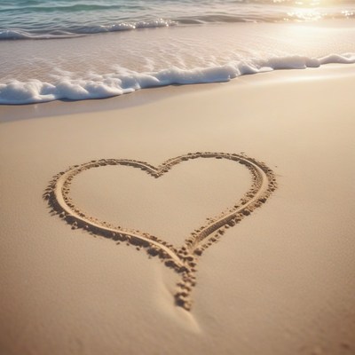 Heart drawn in beach sand